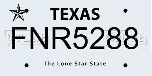 FNR5288 Texas License Plate