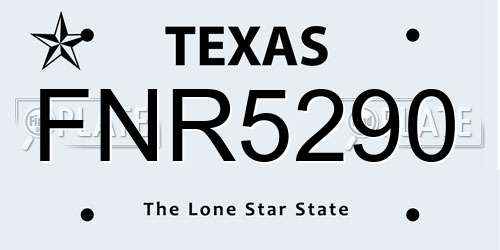 FNR5290 Texas License Plate