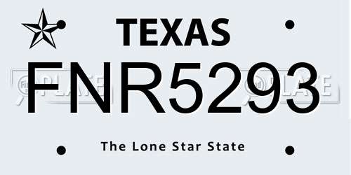 FNR5293 Texas License Plate