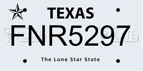 FNR5297 Texas License Plate