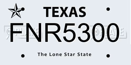 FNR5300 Texas License Plate