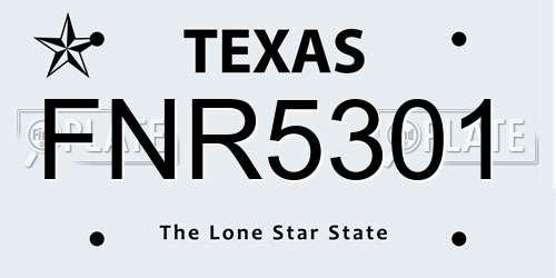 FNR5301 Texas License Plate