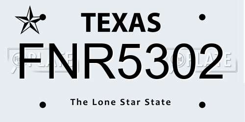 FNR5302 Texas License Plate
