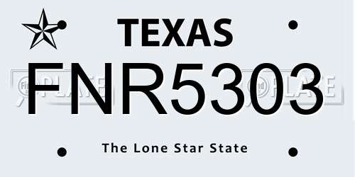 FNR5303 Texas License Plate