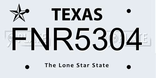 FNR5304 Texas License Plate