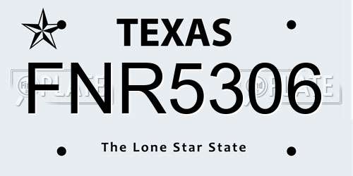 FNR5306 Texas License Plate