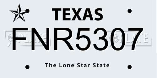 FNR5307 Texas License Plate