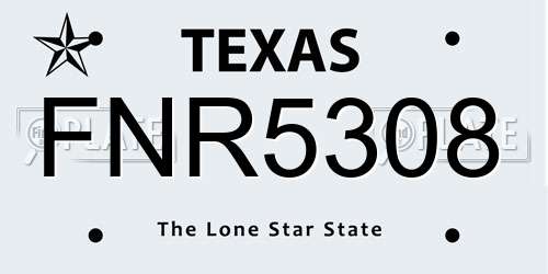 FNR5308 Texas License Plate
