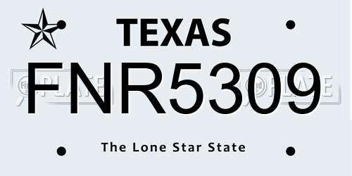 FNR5309 Texas License Plate