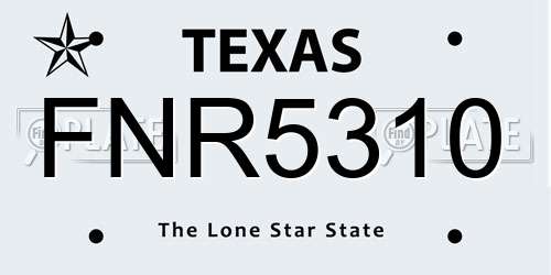 FNR5310 Texas License Plate