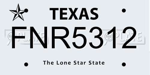 FNR5312 Texas License Plate