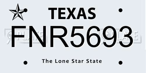 FNR5693 Texas License Plate