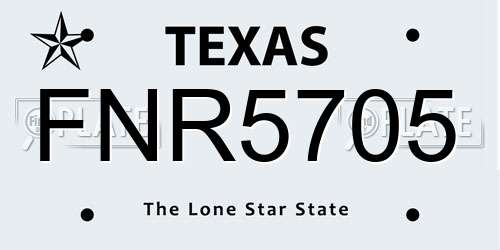 FNR5705 Texas License Plate