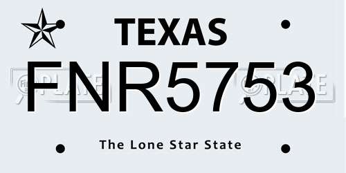 FNR5753 Texas License Plate