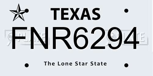 FNR6294 Texas License Plate