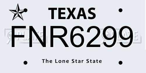 FNR6299 Texas License Plate