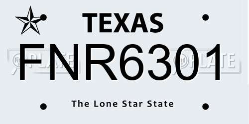 FNR6301 Texas License Plate