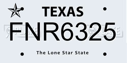 FNR6325 Texas License Plate
