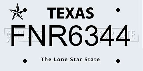 FNR6344 Texas License Plate
