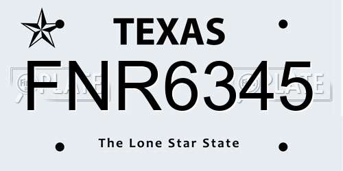 FNR6345 Texas License Plate