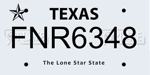 FNR6348 Texas License Plate