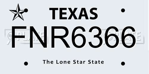 FNR6366 Texas License Plate