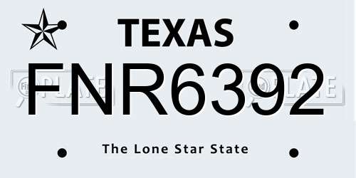 FNR6392 Texas License Plate