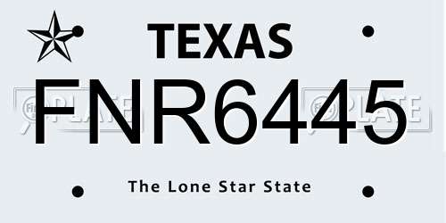 FNR6445 Texas License Plate
