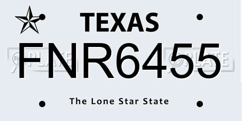 FNR6455 Texas License Plate