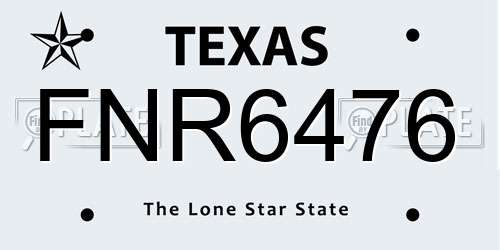 FNR6476 Texas License Plate