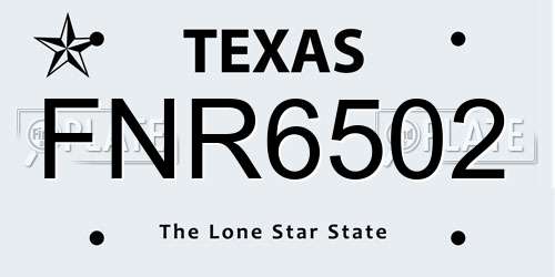 FNR6502 Texas License Plate