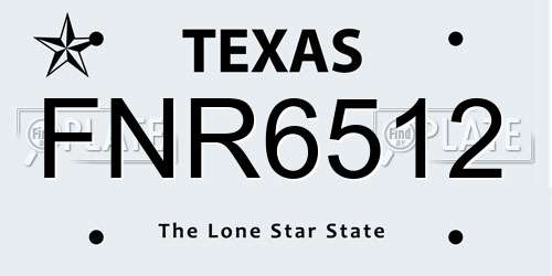 FNR6512 Texas License Plate