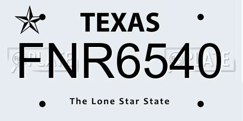FNR6540 Texas License Plate
