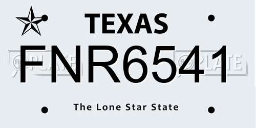 FNR6541 Texas License Plate