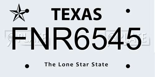 FNR6545 Texas License Plate