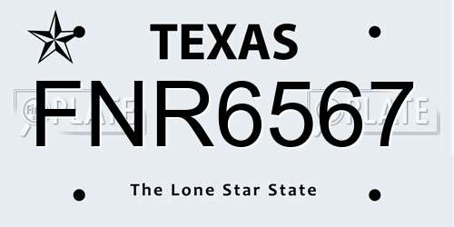FNR6567 Texas License Plate