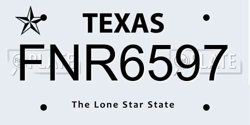 FNR6597 Texas License Plate