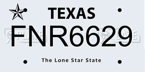FNR6629 Texas License Plate