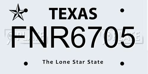 FNR6705 Texas License Plate