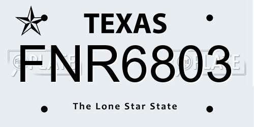 FNR6803 Texas License Plate