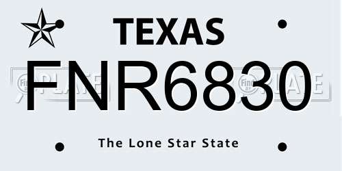 FNR6830 Texas License Plate