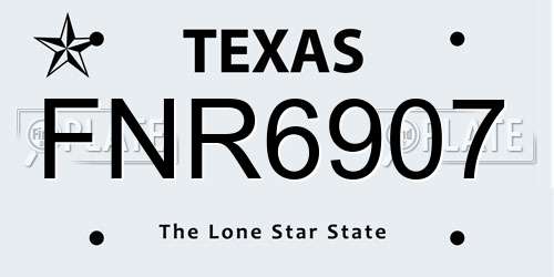 FNR6907 Texas License Plate
