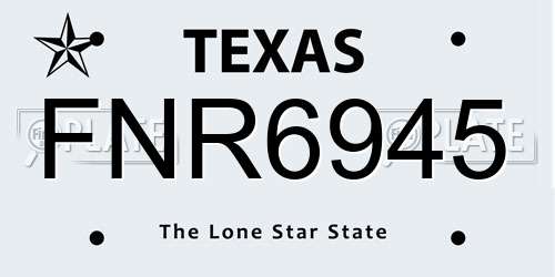FNR6945 Texas License Plate