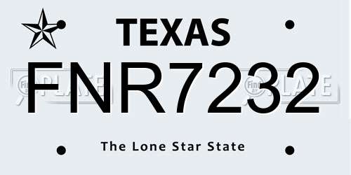 FNR7232 Texas License Plate