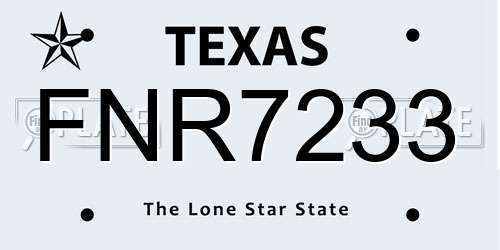 FNR7233 Texas License Plate