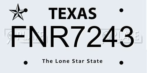 FNR7243 Texas License Plate