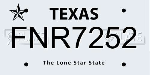 FNR7252 Texas License Plate