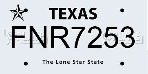 FNR7253 Texas License Plate