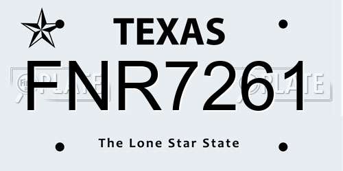 FNR7261 Texas License Plate