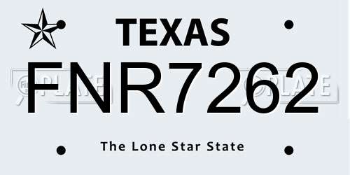 FNR7262 Texas License Plate